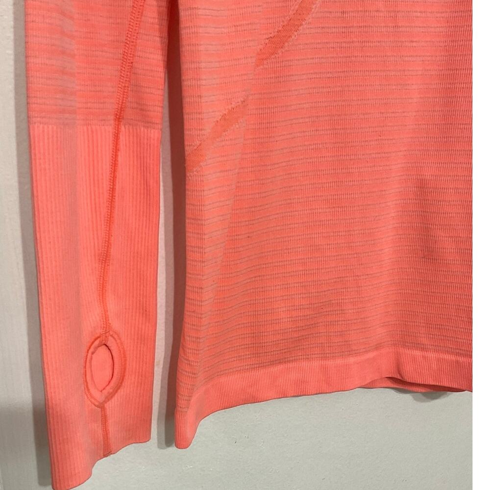 Lululemon Swiftly Tech 2.0 Long Sleeve Sz 8 Medium Orange Running Top Hip Length - Picture 2 of 5